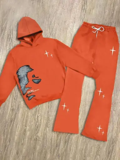 [Pantalon mayo maillot short chòt chot chemise t-shirt jeans] Ensemble Hoodie & Pants Orange 